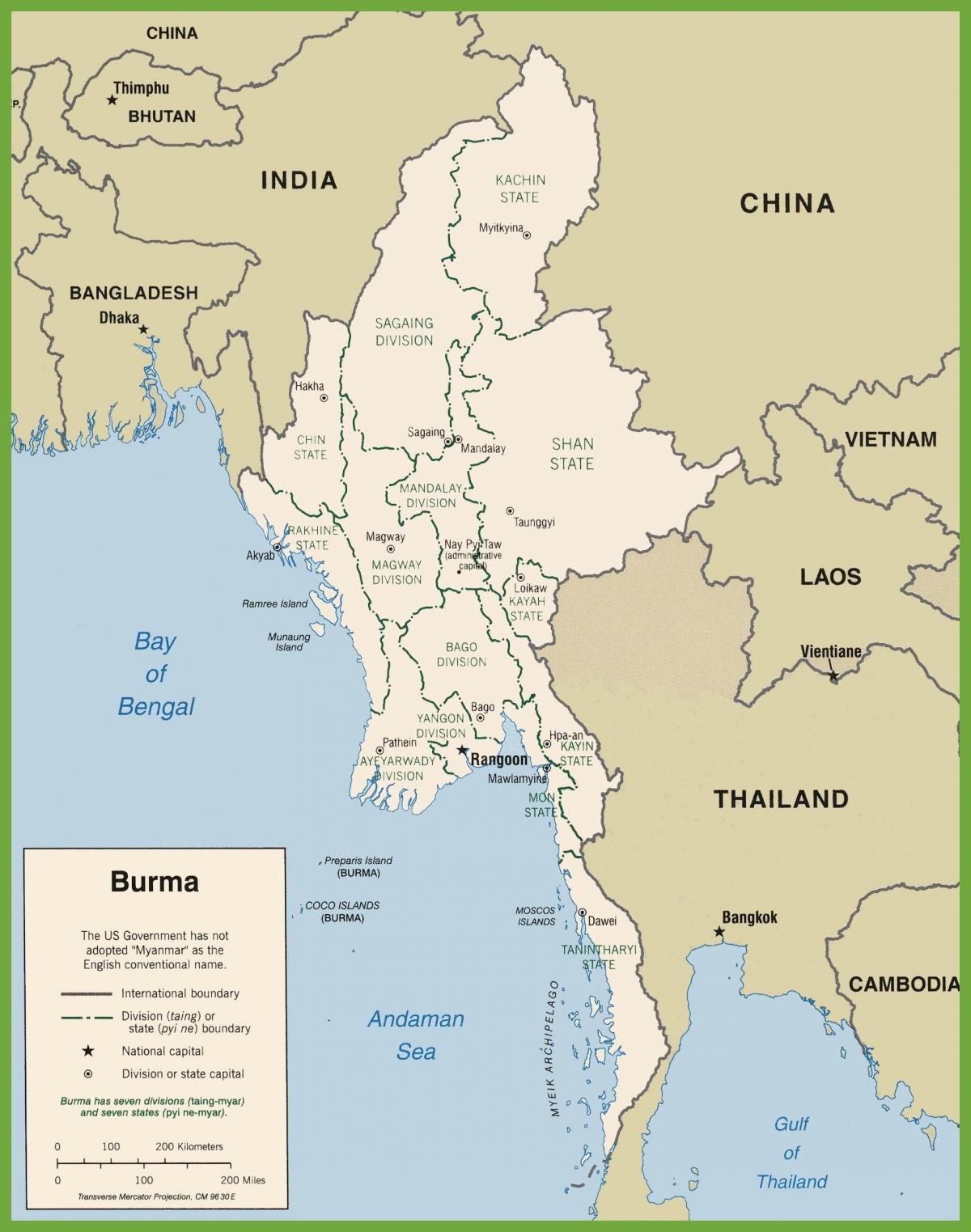 Burmi politički mapu